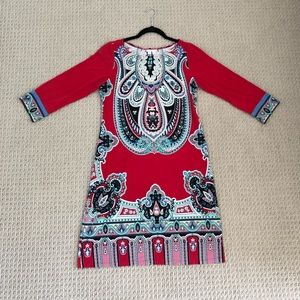 Size 10 London Times 3/4 Sleeve Print Shift Dress